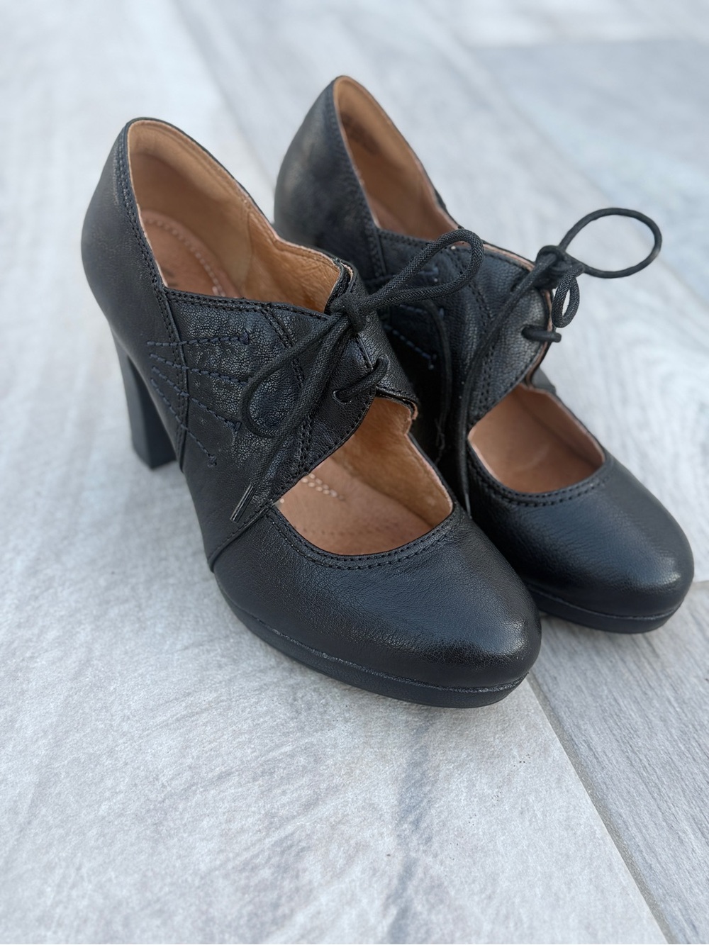 Classic Black Lace-Up Women's Heels